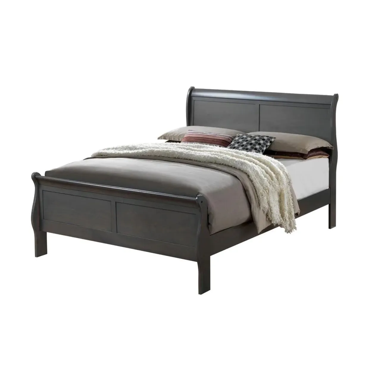 Gray Louis Philippe California King Sleigh Bed