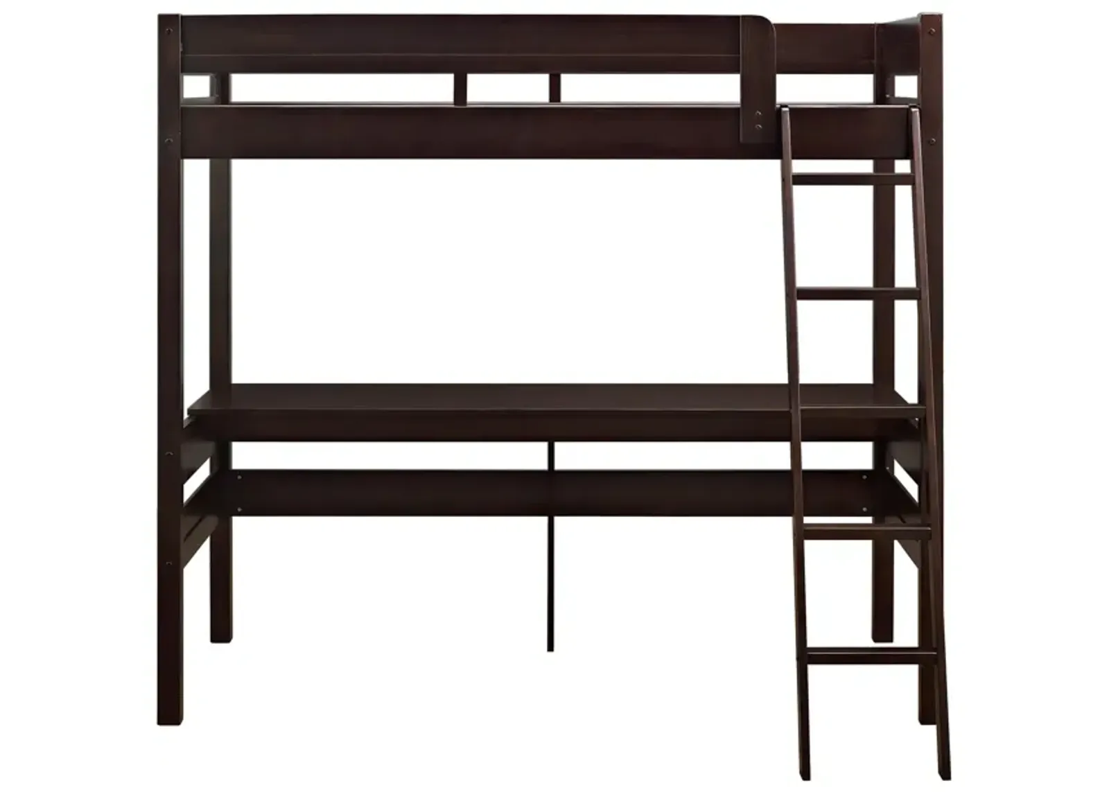 DHP Harlan Twin Size Loft Bed with Desk and Ladder, Espresso