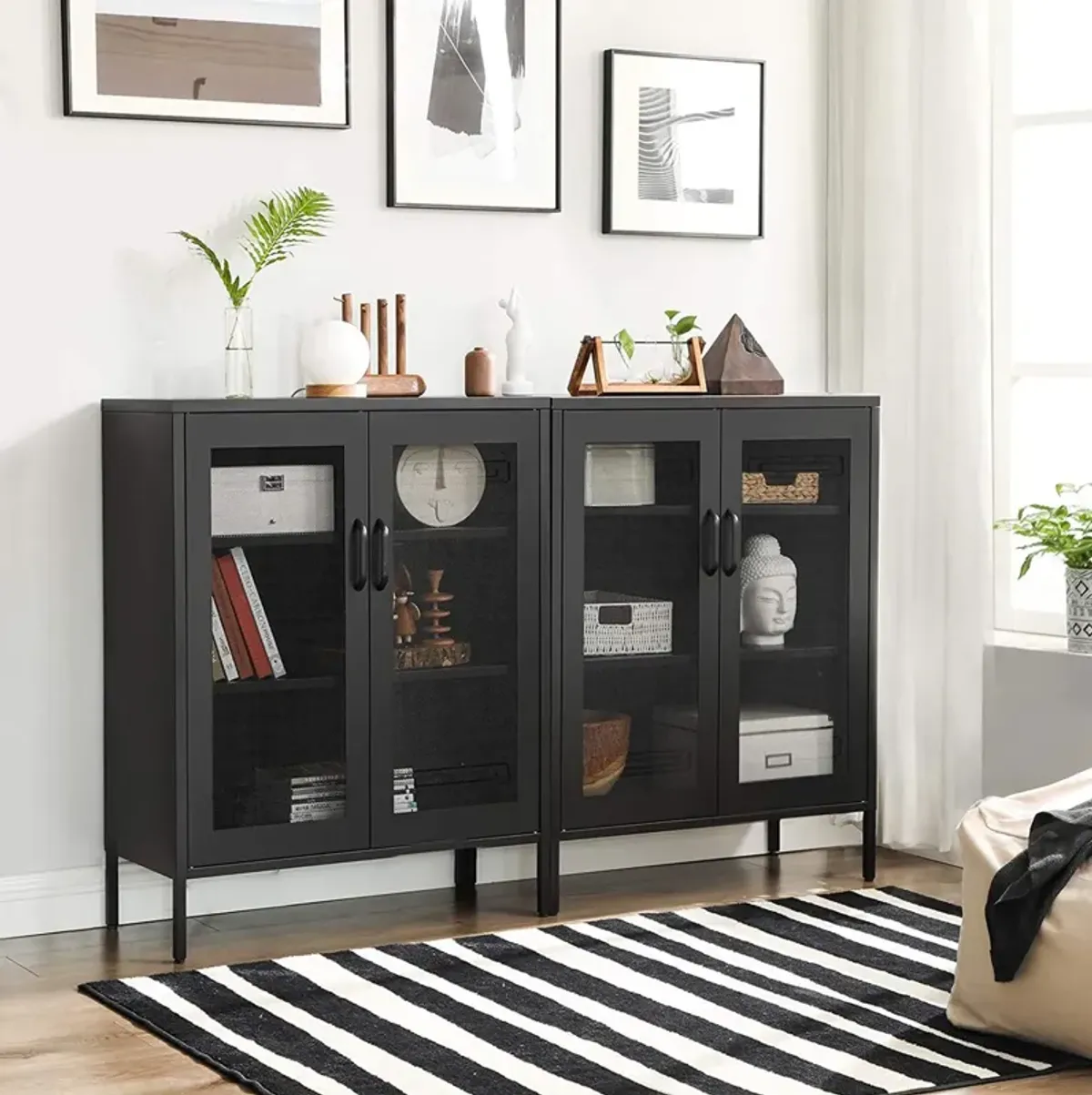 Versatile Metal Storage Cabinet with Mesh Doors Multipurpose Rack