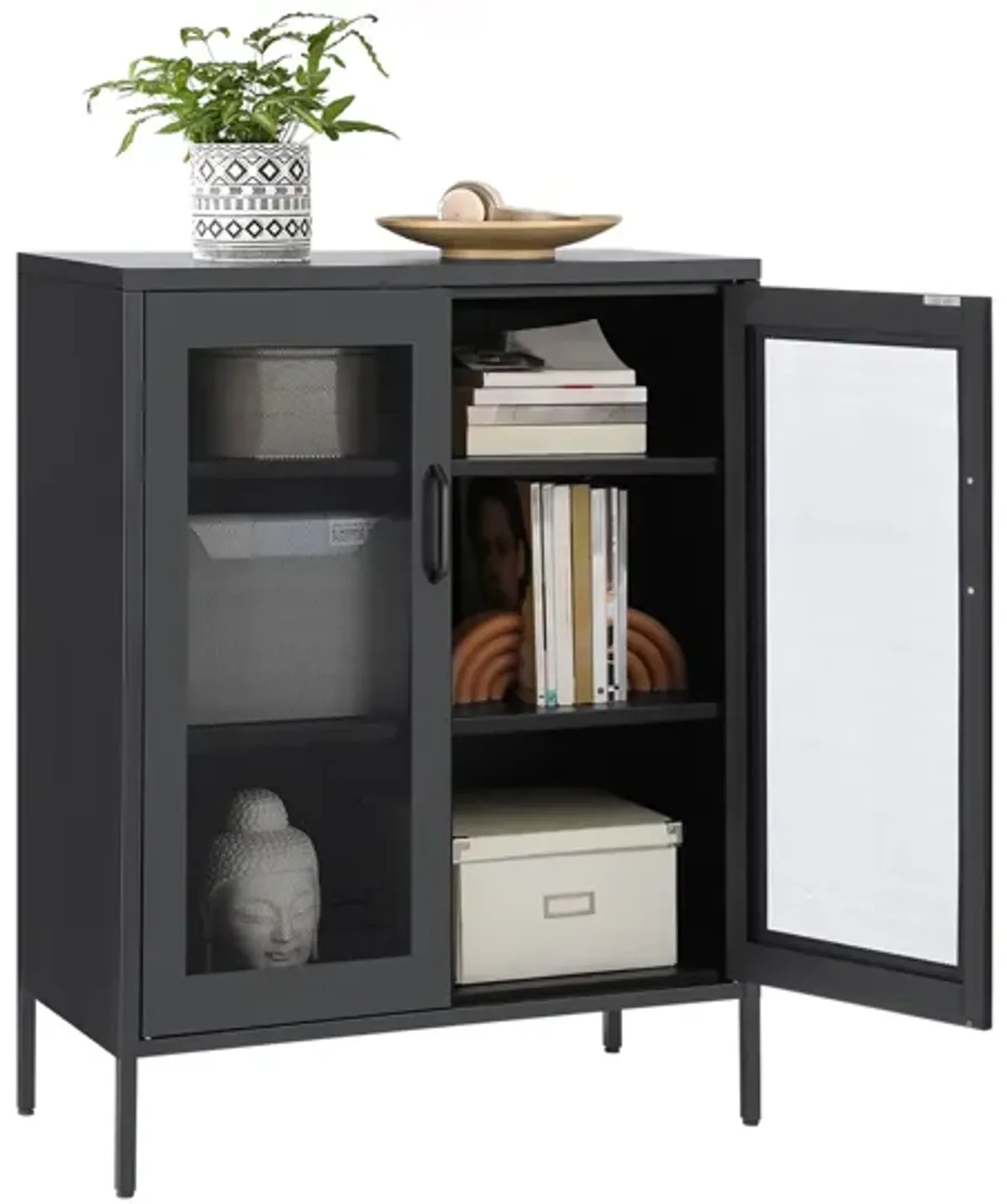 Versatile Metal Storage Cabinet with Mesh Doors Multipurpose Rack