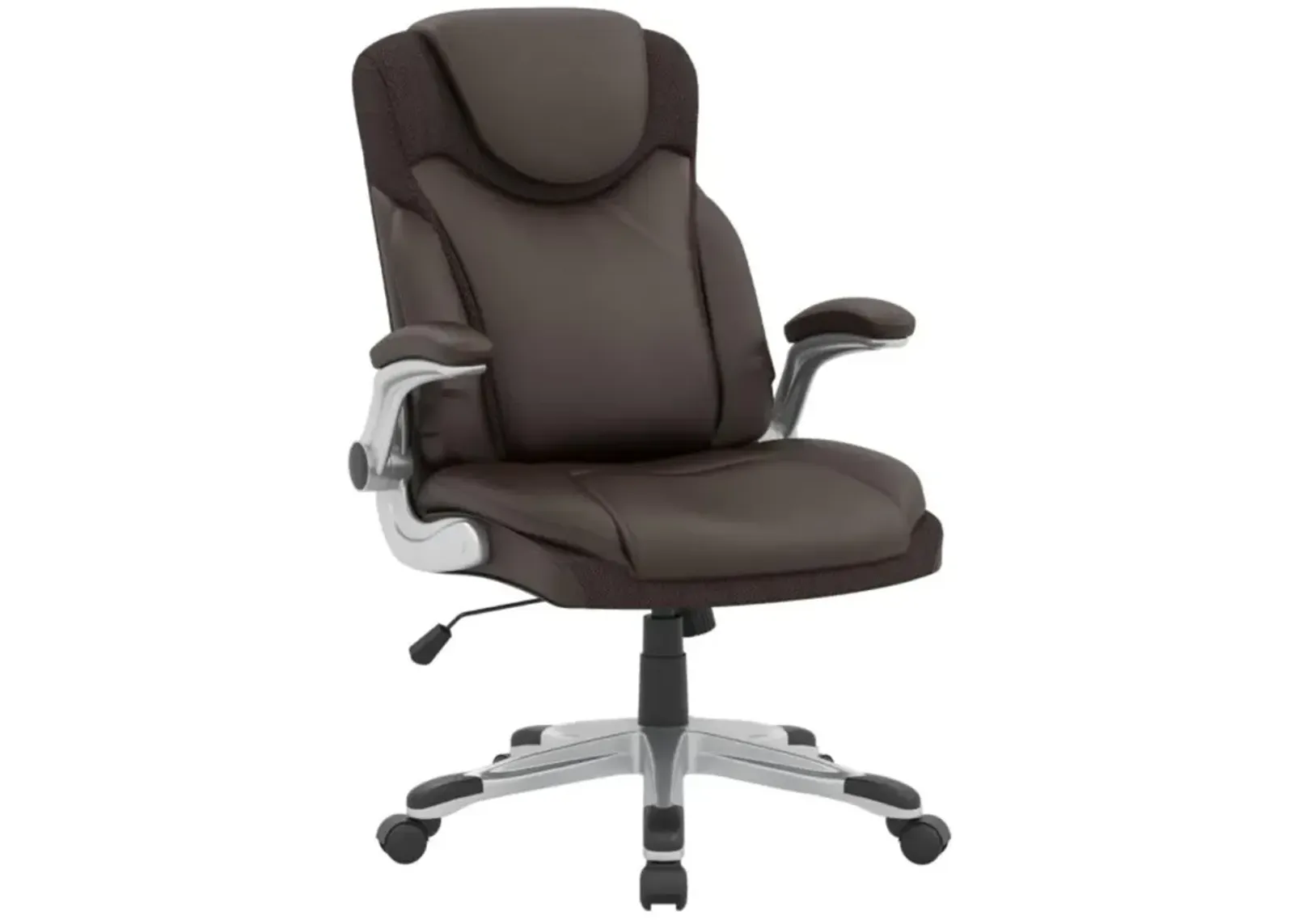 Hivvago Ergonomic Office PU Leather Executive Chair with Flip-up Armrests and Rocking Function-Brown