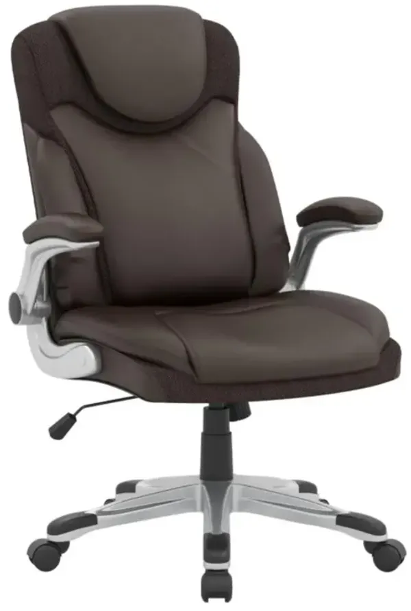 Hivvago Ergonomic Office PU Leather Executive Chair with Flip-up Armrests and Rocking Function