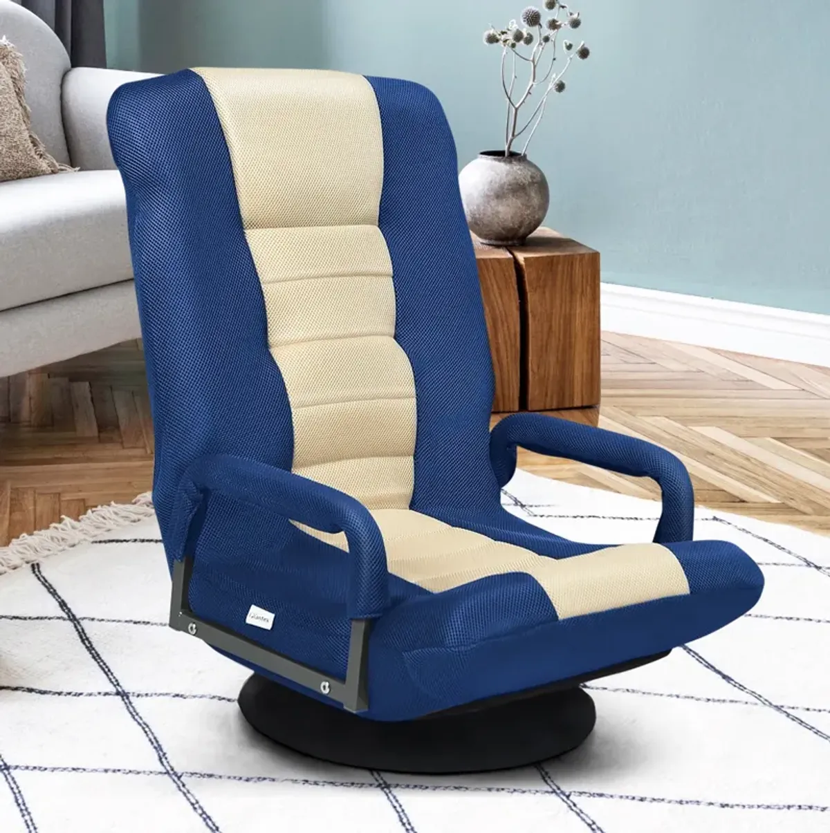 360-Degree Swivel Gaming Floor Chair with Foldable Adjustable Backrest