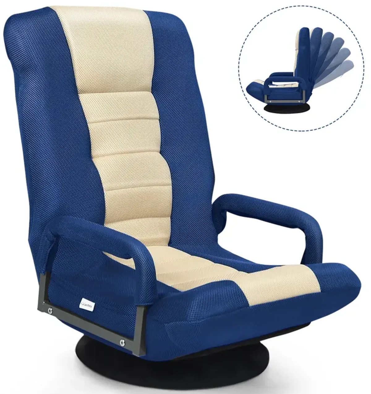 360-Degree Swivel Gaming Floor Chair with Foldable Adjustable Backrest