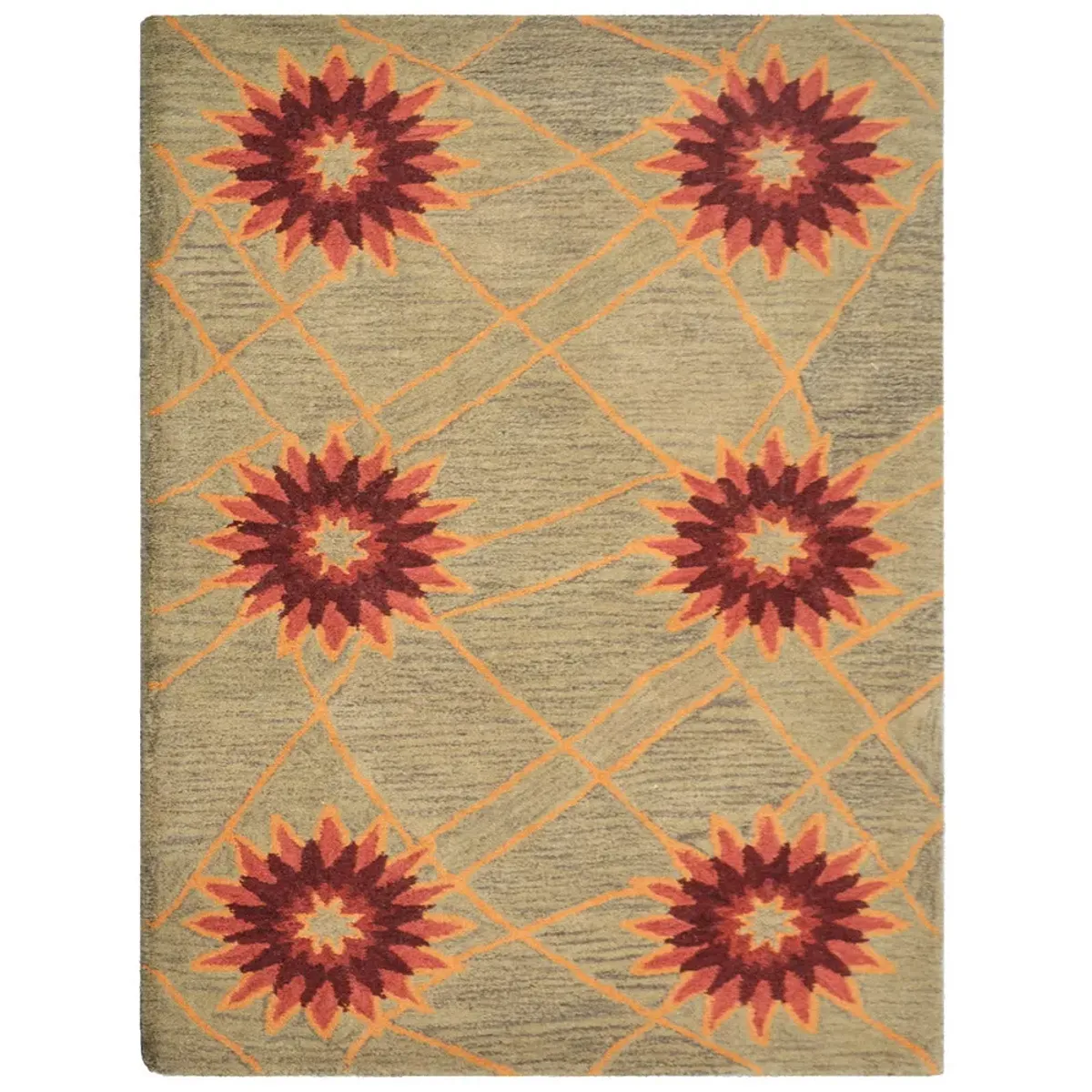 RUGSOTIC CARPETS HAND TUFTED WOOL ECO-FRIENDLY AREA RUGS  - 9'x12', Rectangle Shape, Cream, Floral Modern Design, High Pile Thick Handmade Anti Skid Area Rugs for Living Room, Bed Room (K00720)