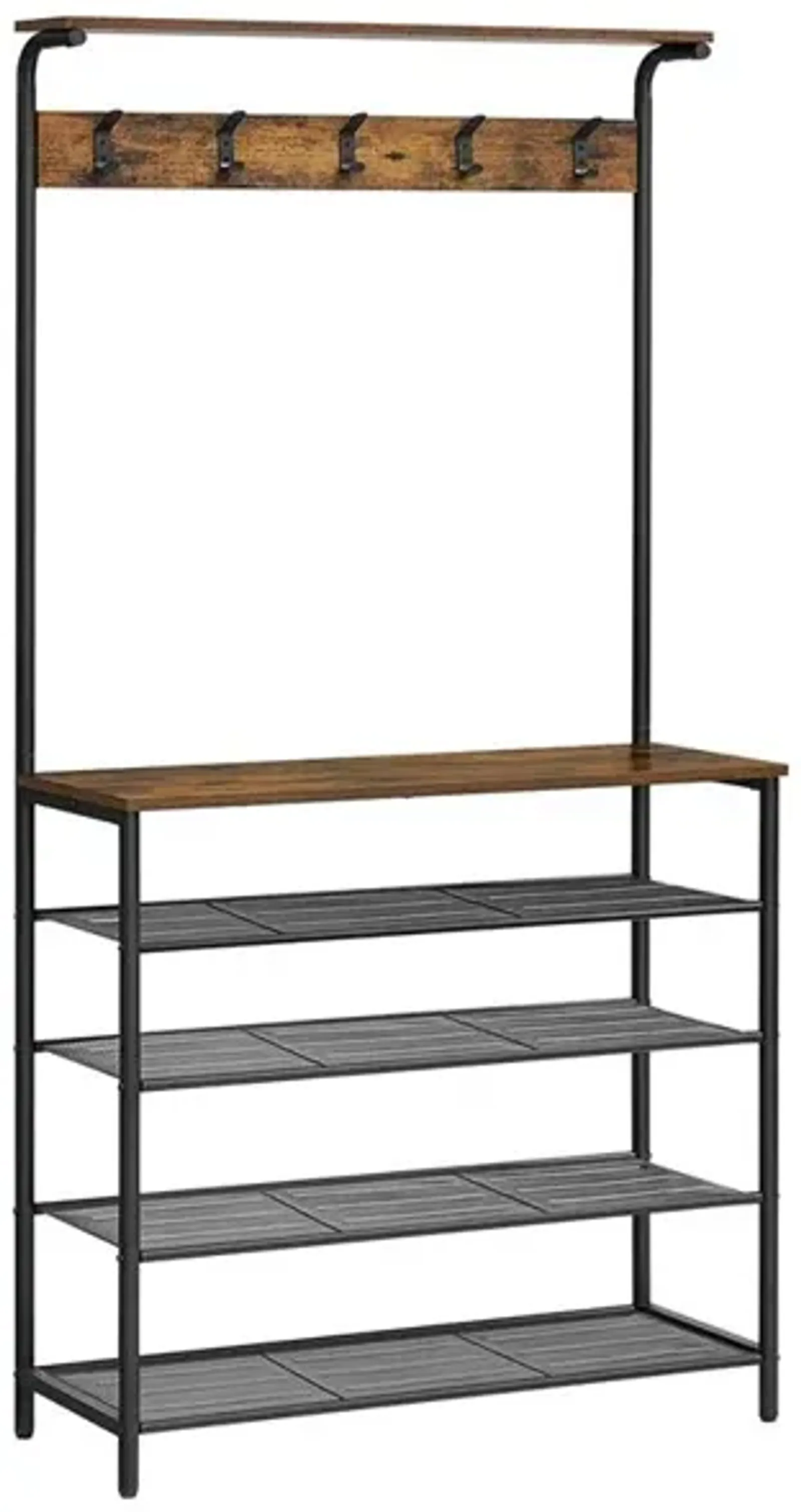 Hall Tree with Shoe Bench Entryway Organizer with Hooks and Storage