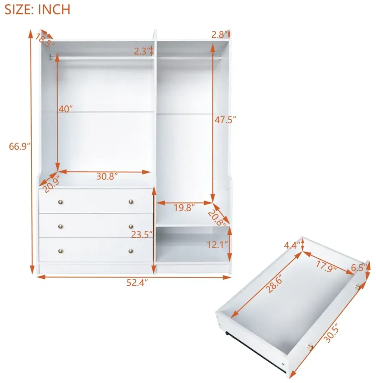 Merax Open Wooden Wardrobe Storage for Bedroom