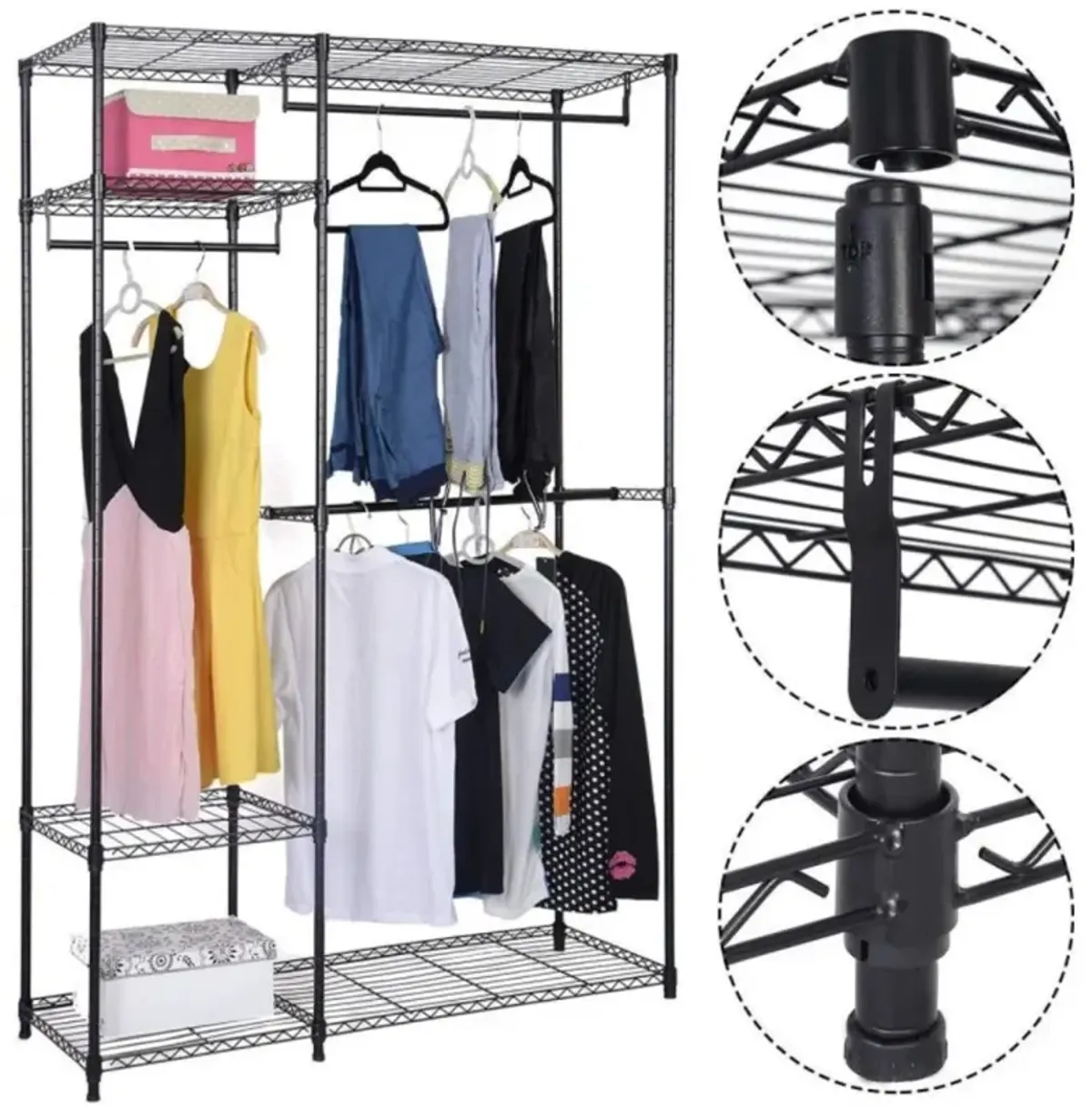 Hivvago Portable Steel Closet Hanger Storage Rack Organizer