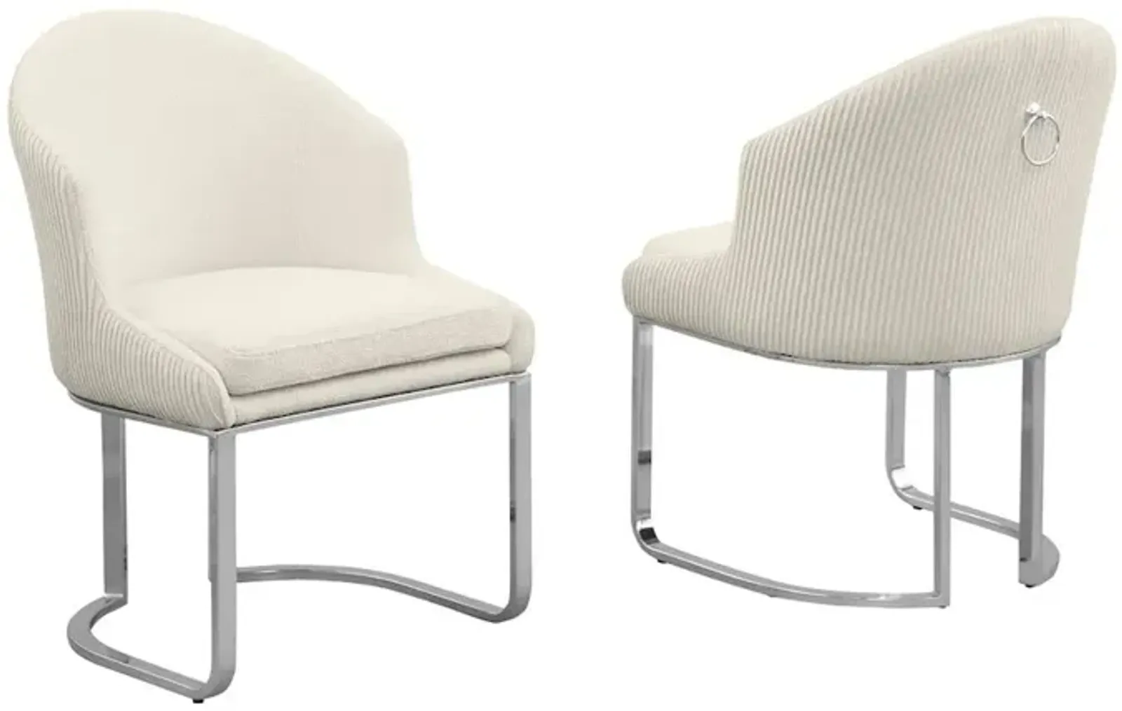 Best Quality Furniture Cream With Silver Side Chairs, Set Of Two