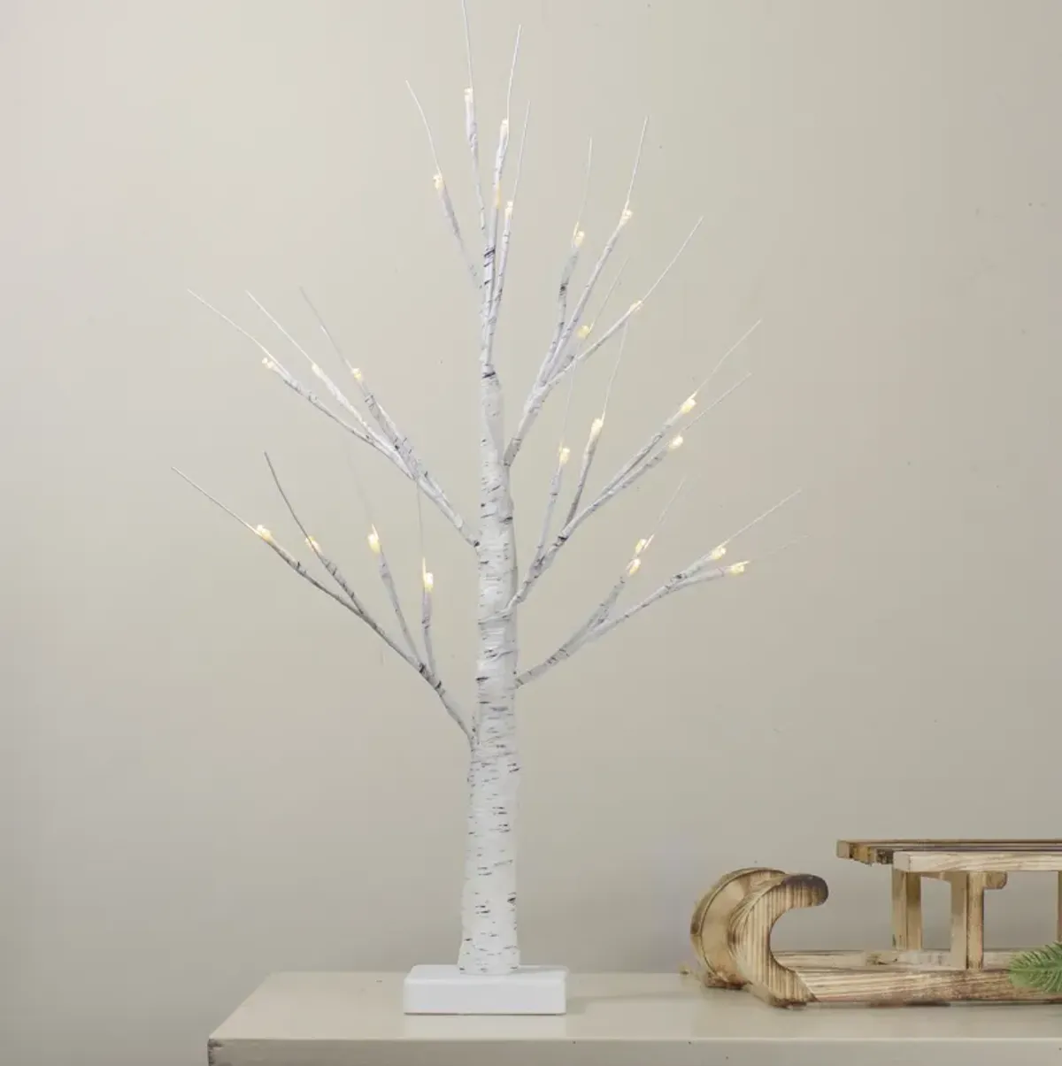 24" Lighted Christmas Twig Tree Outdoor Decoration - Warm White LED Lights