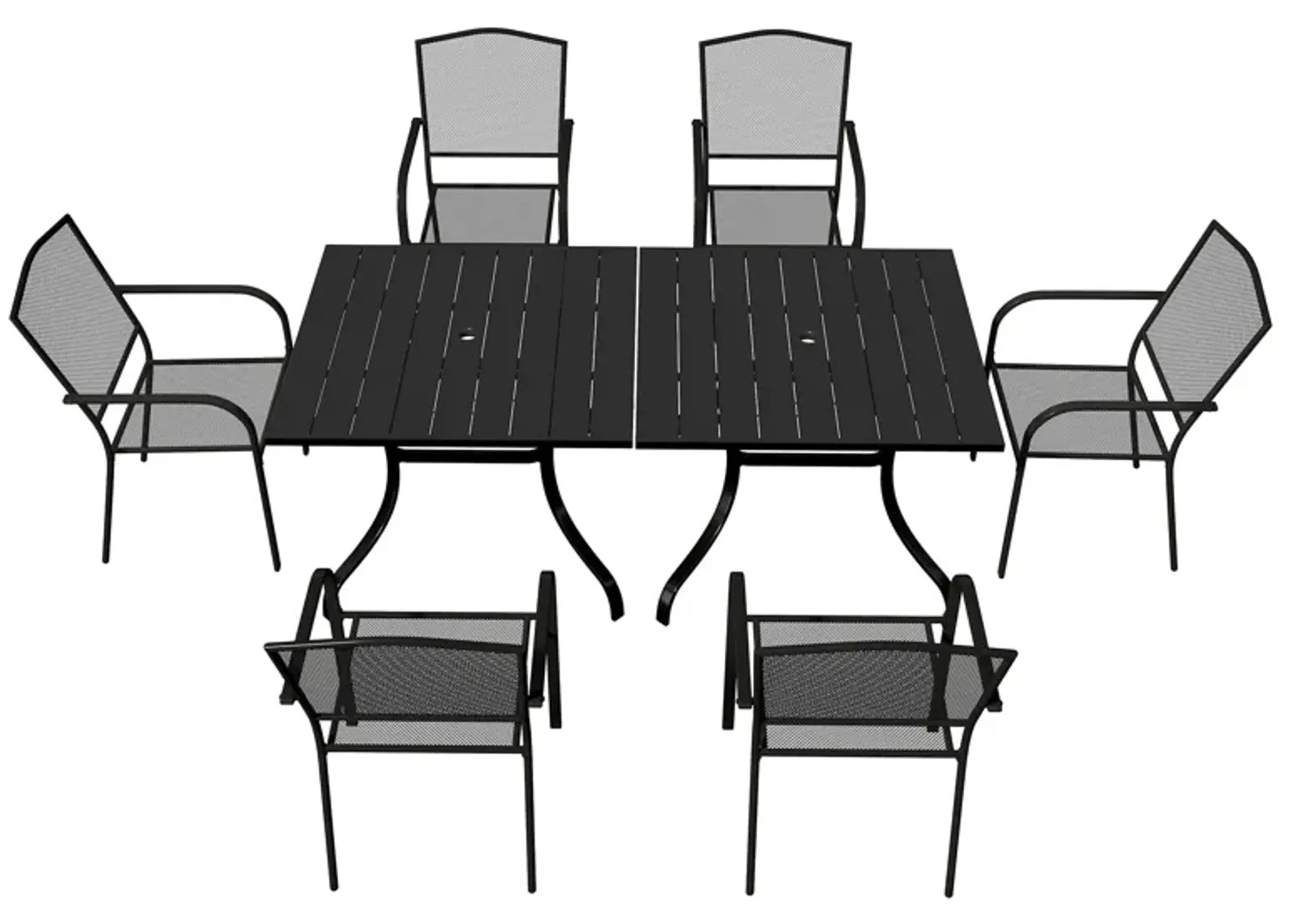 MONDAWE 8-Piece Patio Dining Set With  2 Pcs Square Steel Tables And 6 Pcs Steel Mesh Dining Chairs, Black