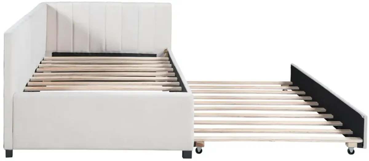 Merax Upholstered Daybed Bed Frame with Trundle