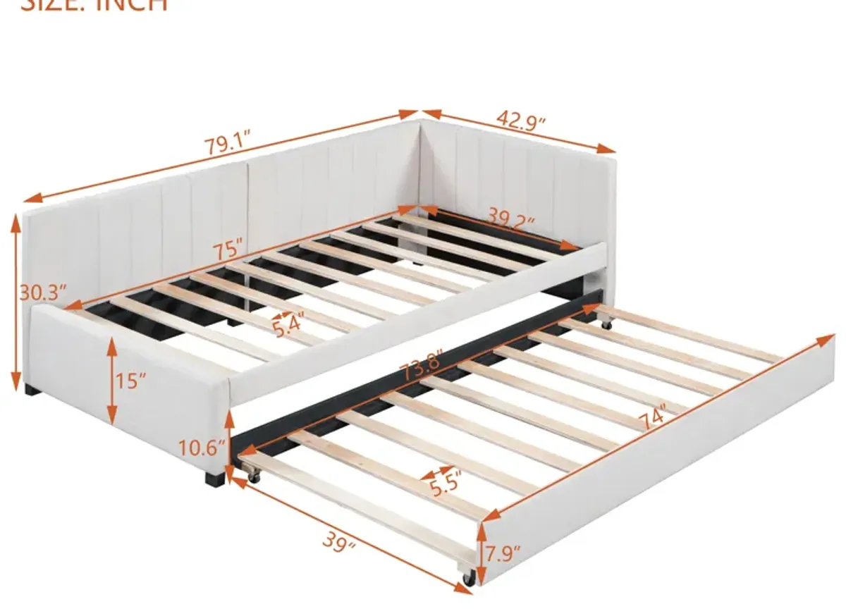 Merax Upholstered Daybed Bed Frame with Trundle