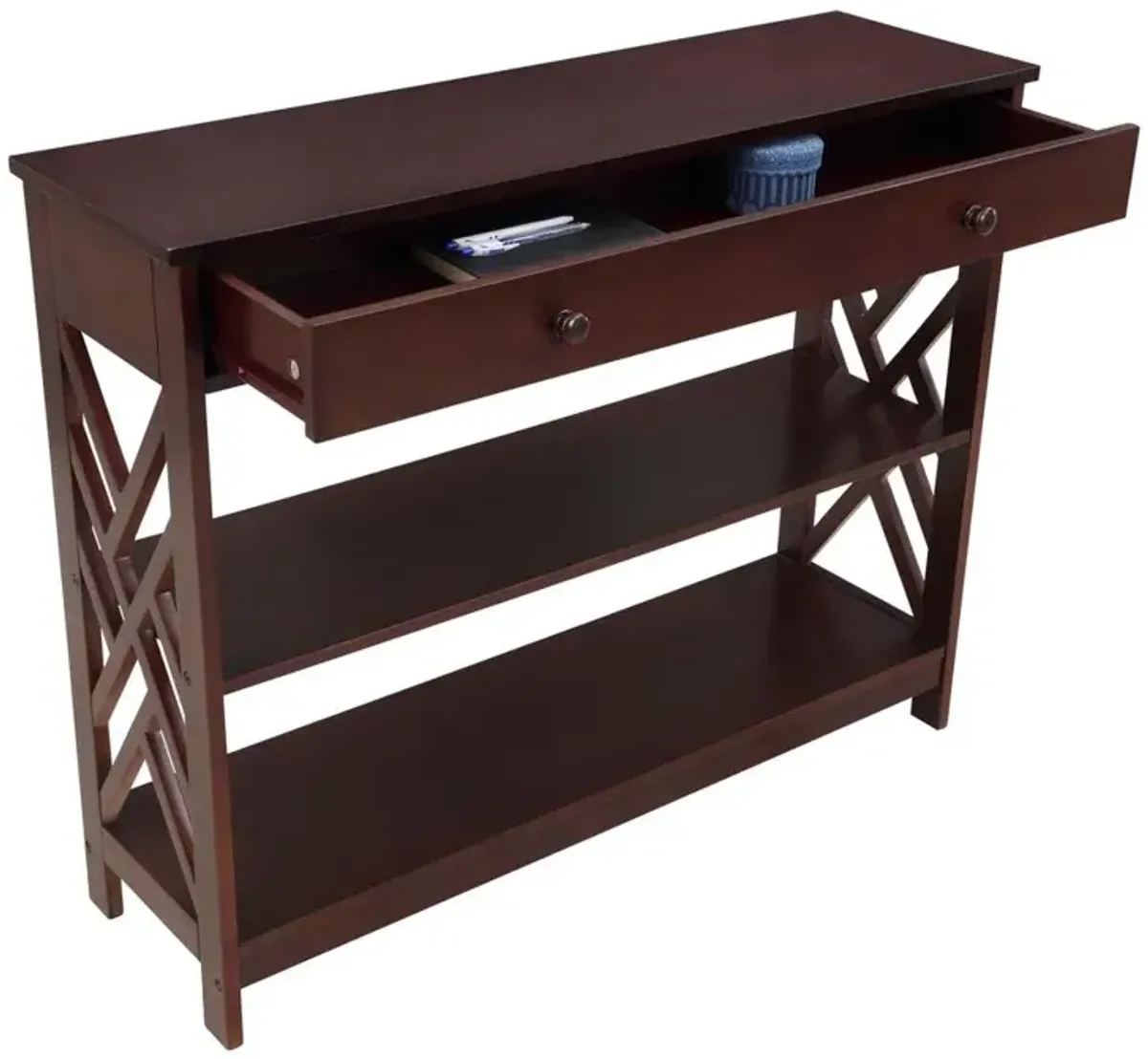 Convenience Concepts Titan 1 Drawer Console Table with Shelves, Espresso