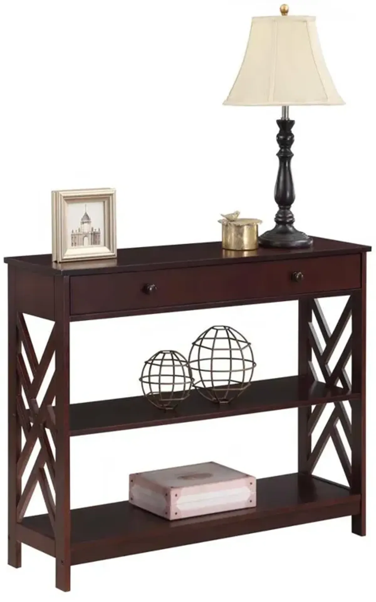 Convenience Concepts Titan 1 Drawer Console Table with Shelves, Espresso