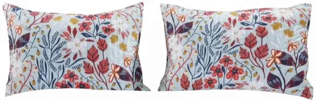 Full Size 3 Piece Polyester Quilt Set with Floral Prints, Multicolor - Benzara