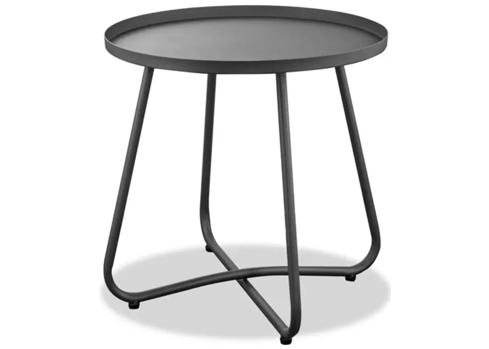 Homezia Gray Aluminum Indoor Outdoor Round End Table