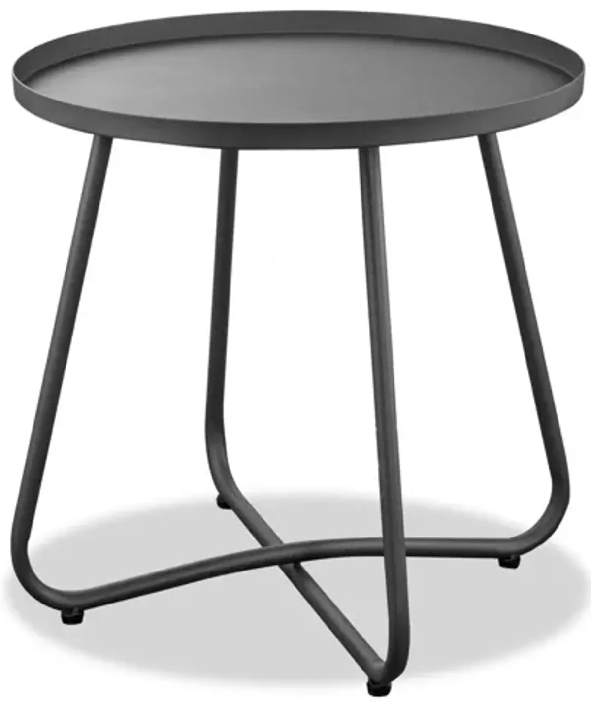 Homezia Gray Aluminum Indoor Outdoor Round End Table