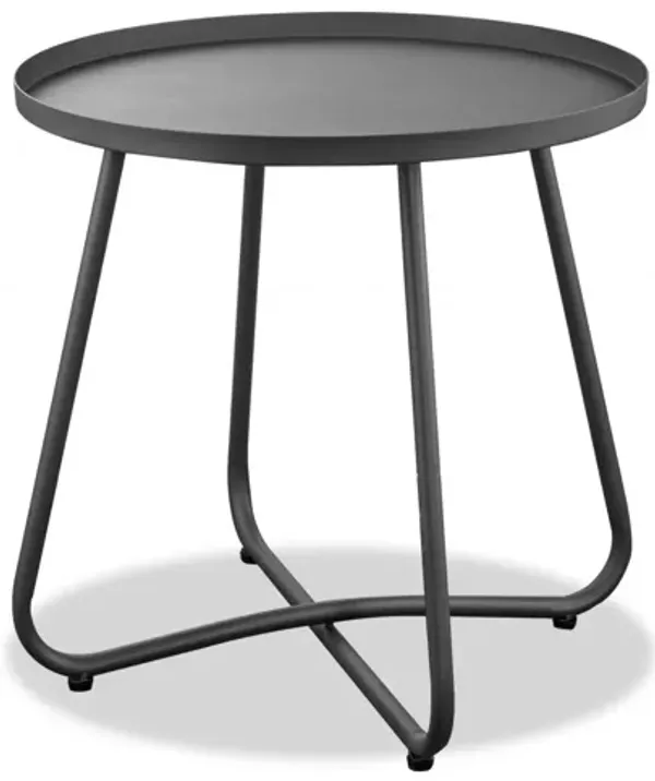 Hivvago Gray Aluminum Indoor Outdoor Round End Table