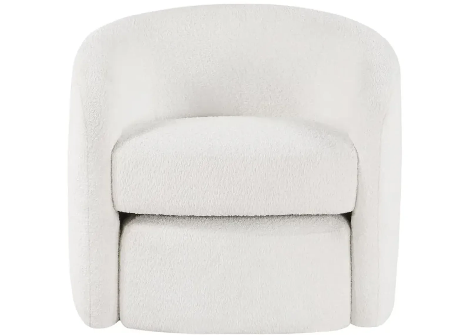 Comfort Pointe Silvie White Boucle Fabric Accent Chair with Ottoman