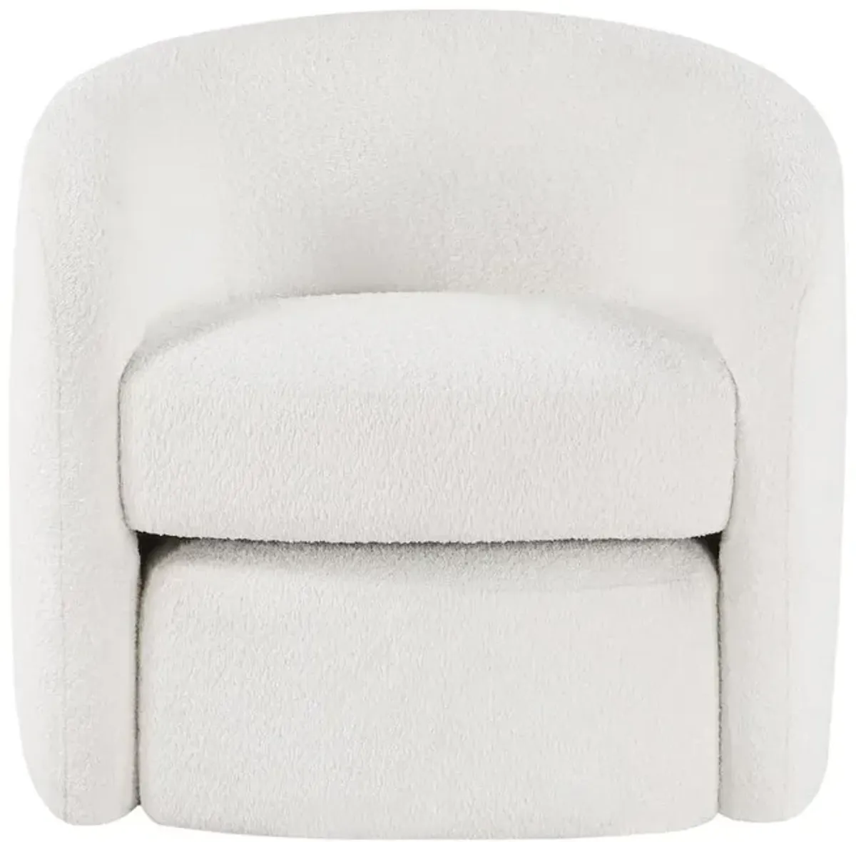 Comfort Pointe Silvie White Boucle Fabric Accent Chair with Ottoman