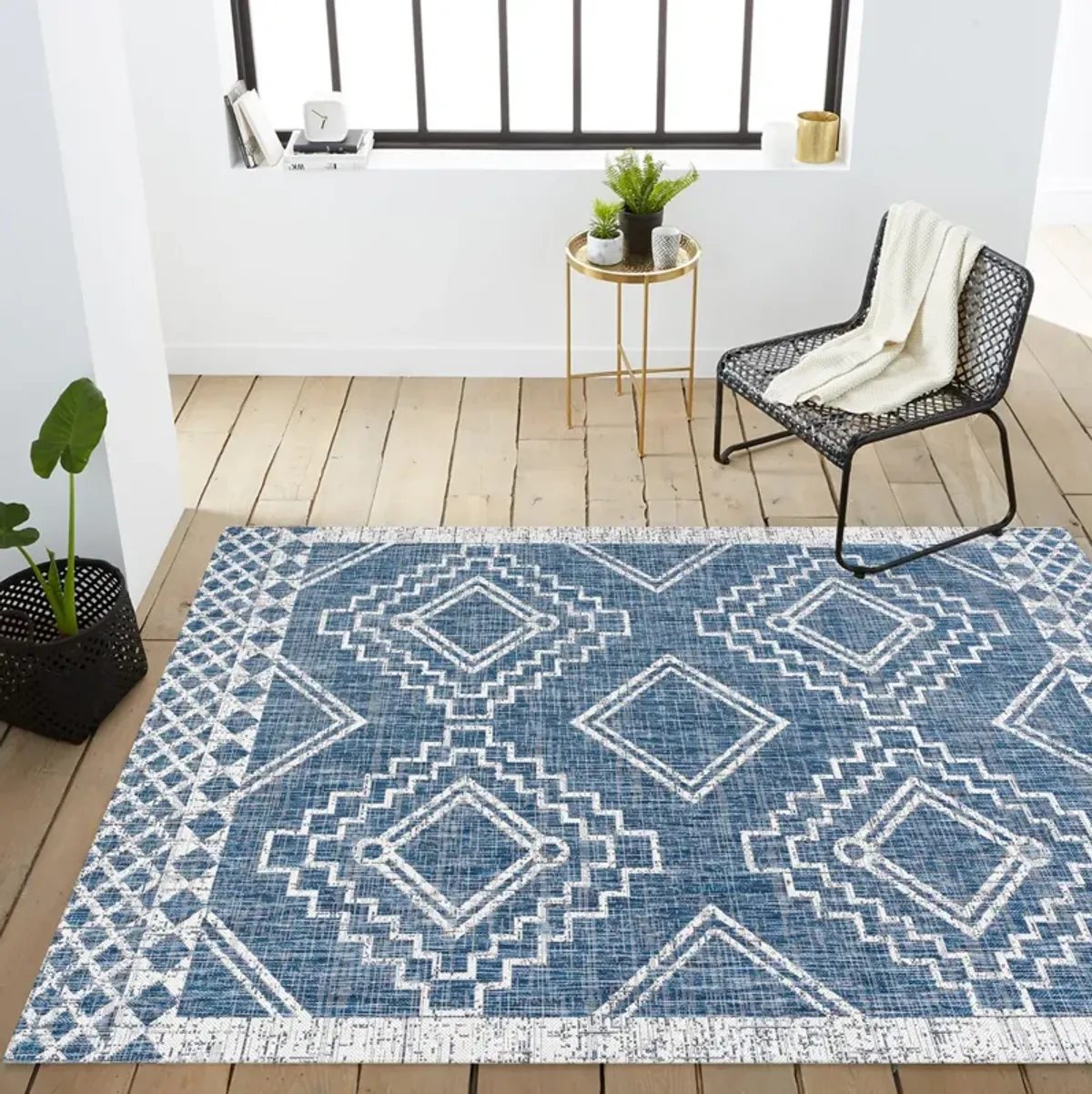 Marokko Diamond Tribal Medallion Indoor/Outdoor Area Rug