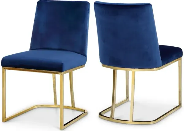 Meridian Furniture Heidi Navy Velvet Dining Chair, Set of 2