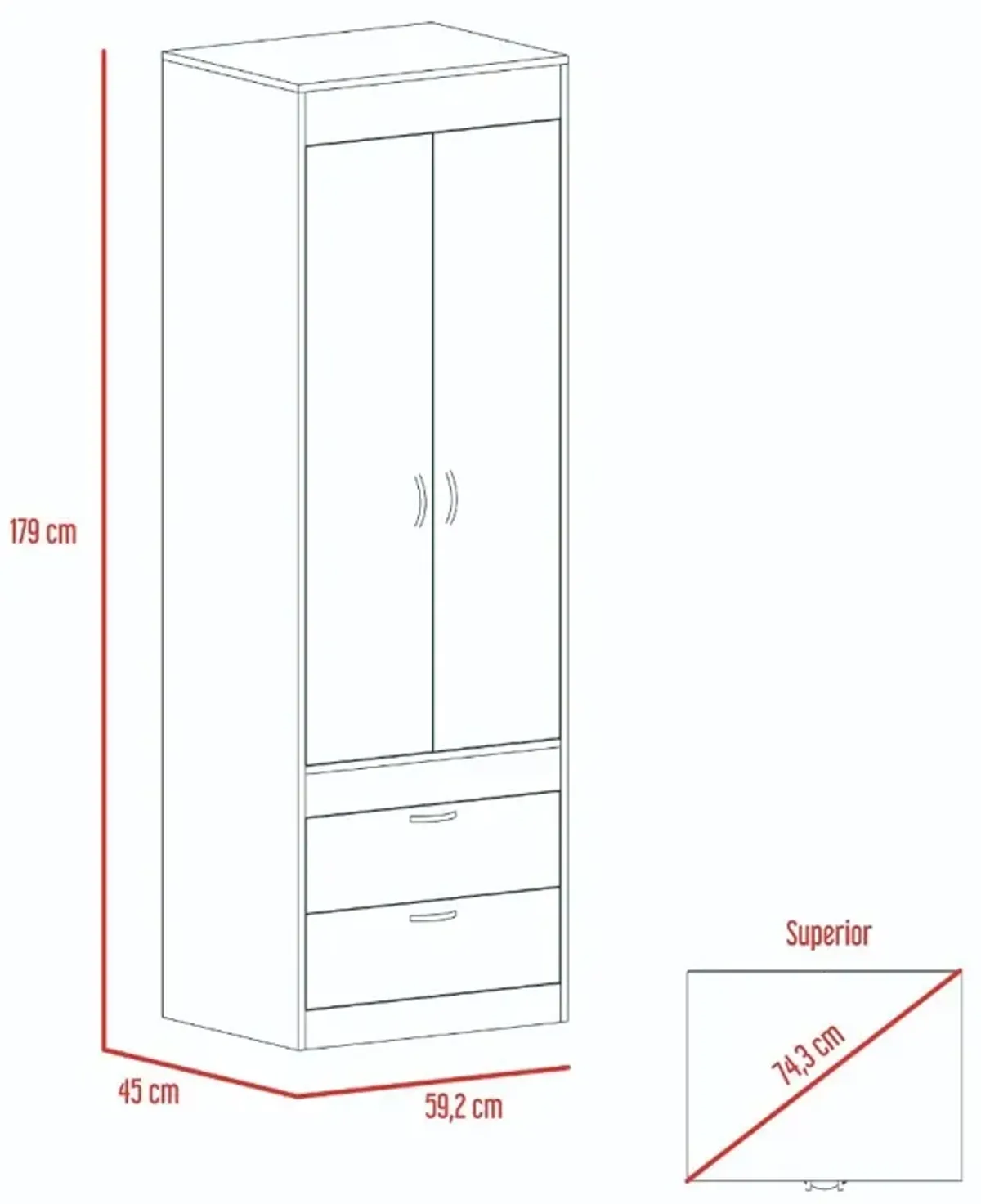 Armoire Tarento, Bedroom, Light Gray