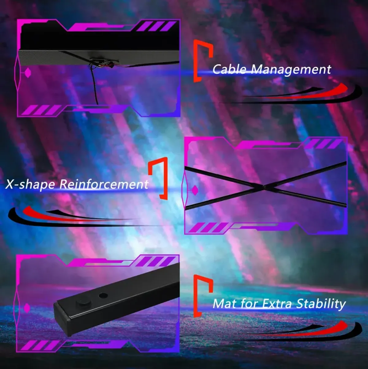 Costway 43.5 inch Gaming Desk Z Shape Office PC Computer Desk Gamer Tables w/ LED Lights