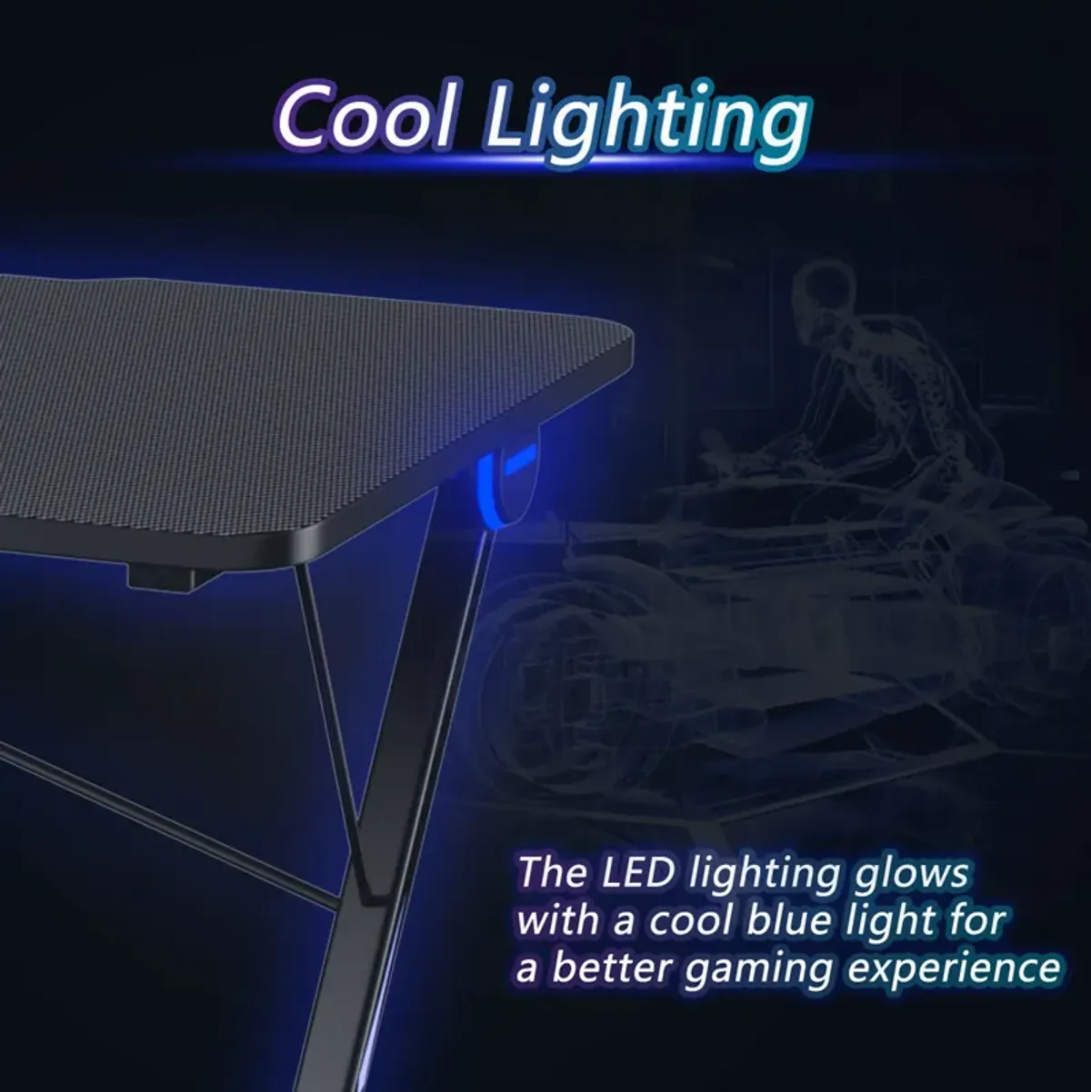 Costway 43.5 inch Gaming Desk Z Shape Office PC Computer Desk Gamer Tables w/ LED Lights