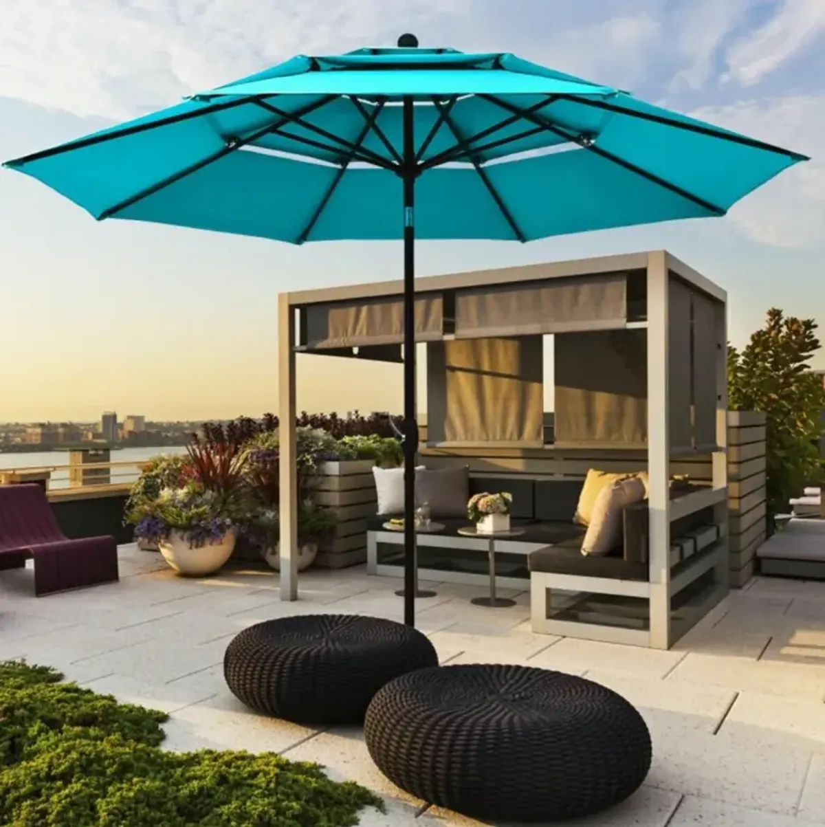 Hivvago 10 Feet 3 Tier Outdoor Patio Umbrella with Double Vented