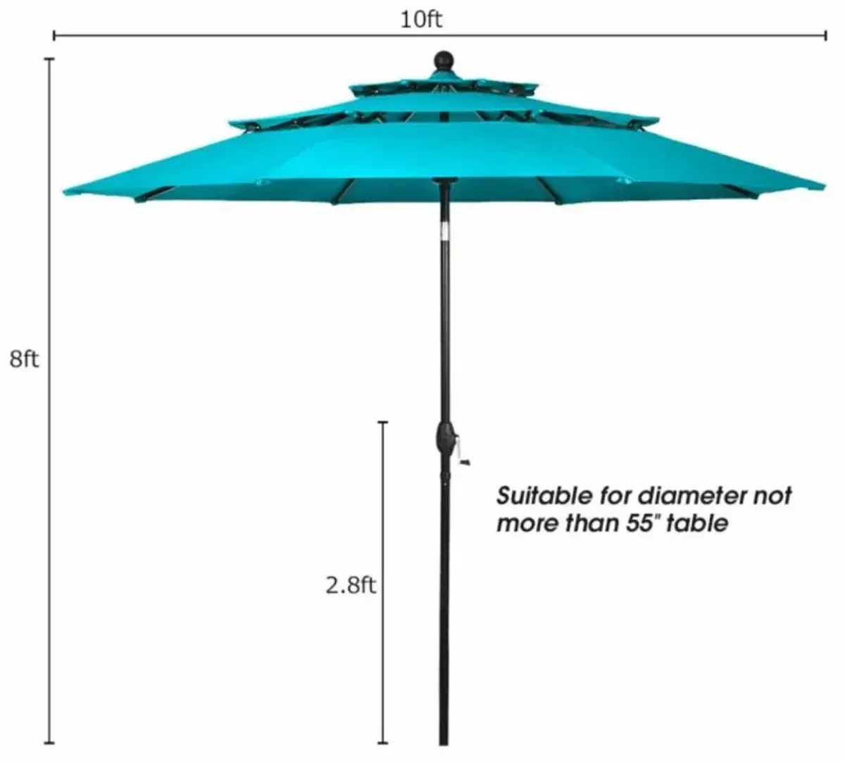 Hivvago 10 Feet 3 Tier Outdoor Patio Umbrella with Double Vented