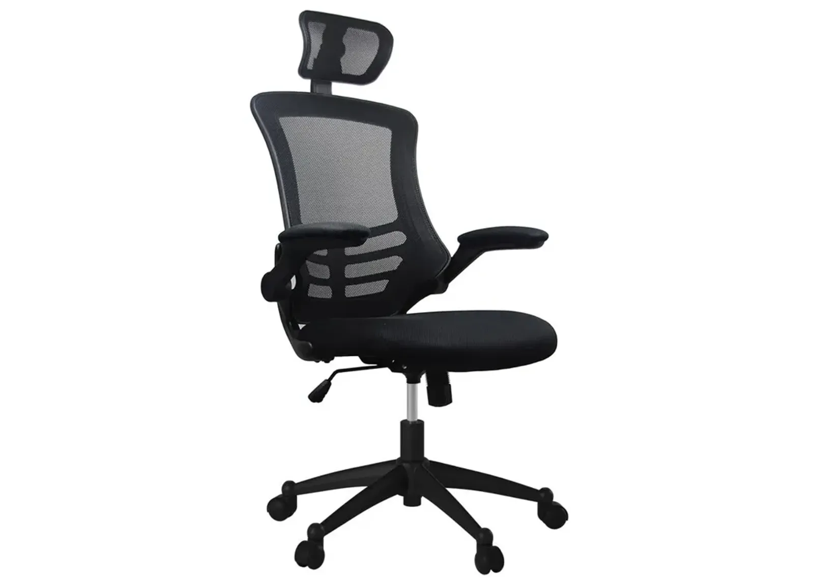 Techni Mobili Modern High-Back Mesh Executive Office Chair With Headrest And Flip Up Arms. Color: Black