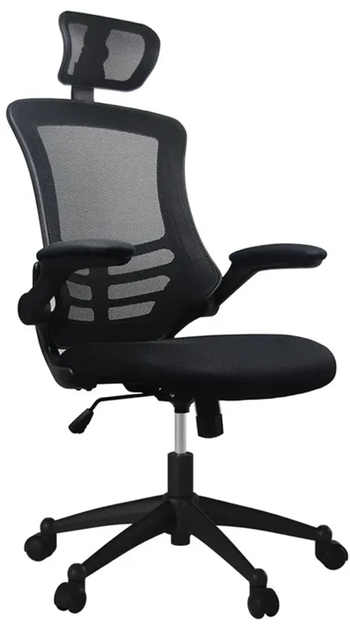 Techni Mobili Modern High-Back Mesh Executive Office Chair With Headrest And Flip Up Arms. Color: Black