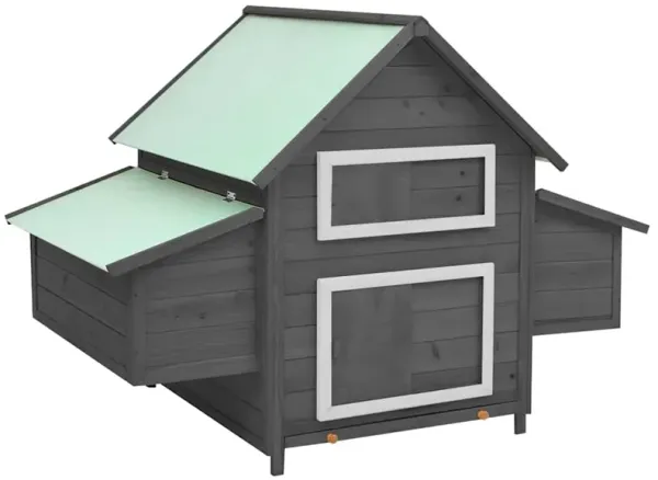 Chicken Coop Gray and White 59.1"x37.7"x43.3" Solid Firwood