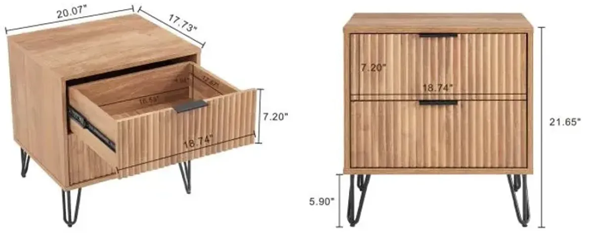 Dumbo 2-Drawer Nightstand in Brown