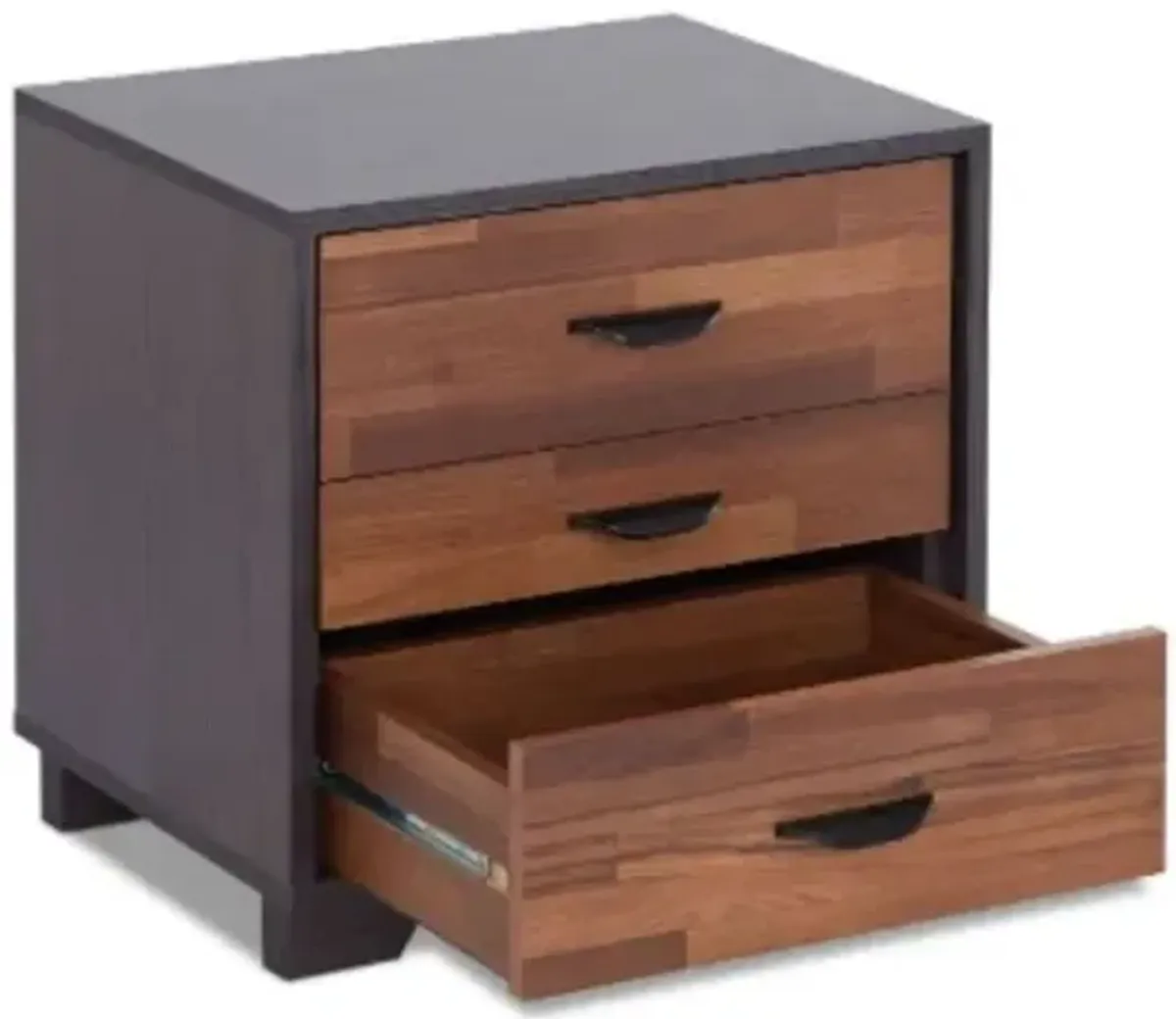 Hivvago Walnut And Espresso Contemporary Nightstand