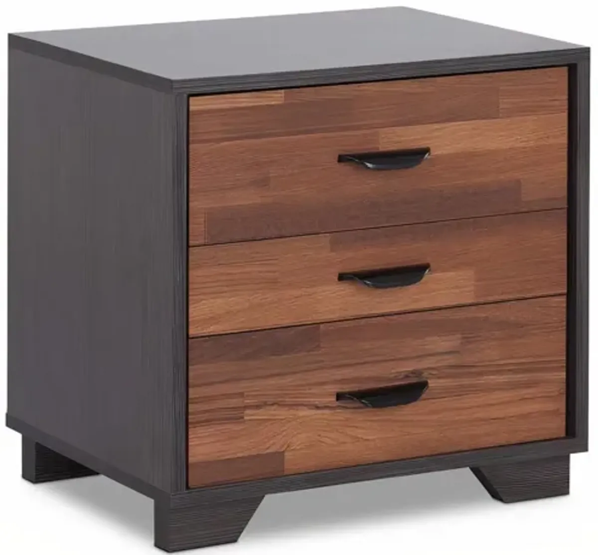 Hivvago Walnut And Espresso Contemporary Nightstand