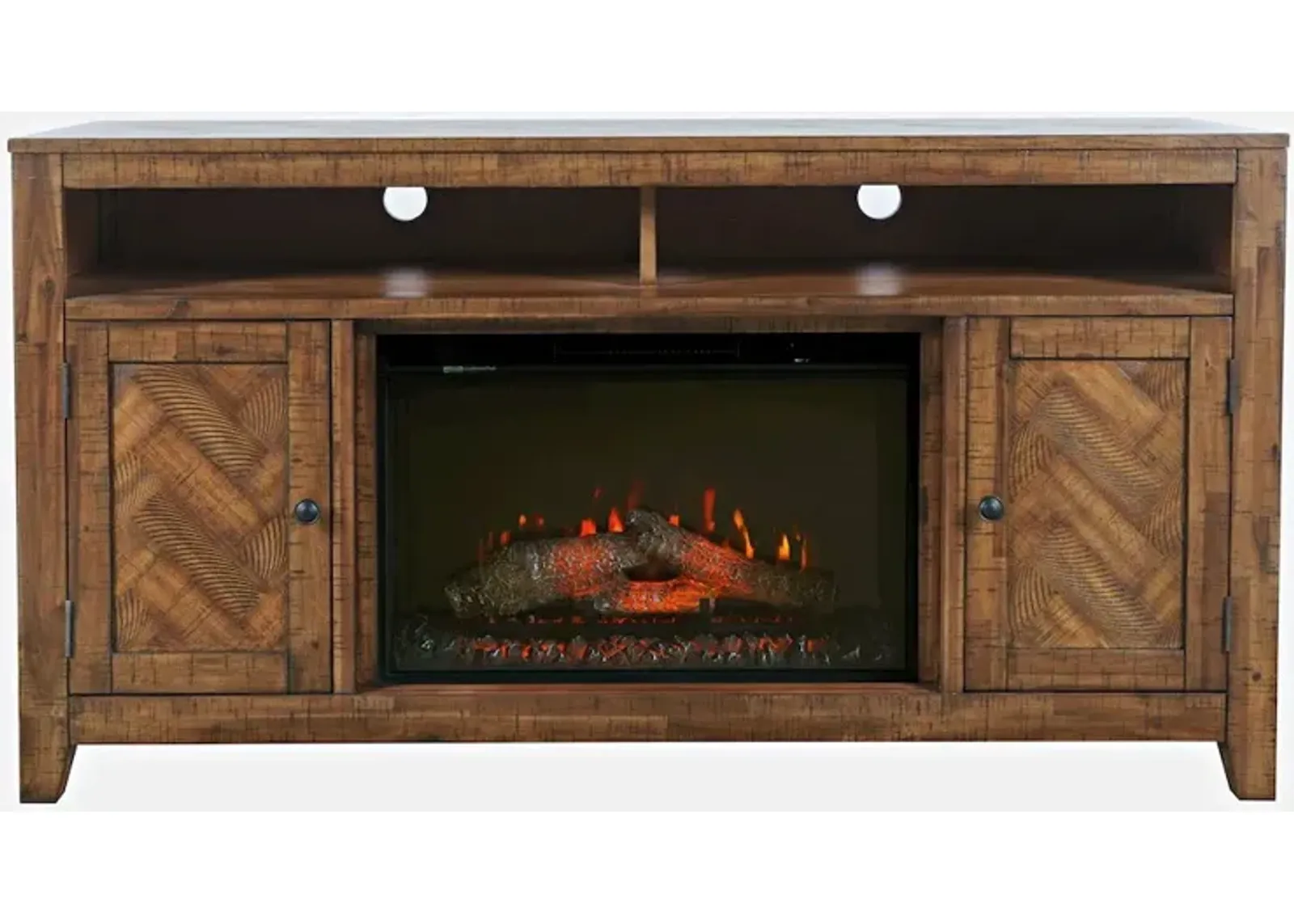 Jofran 60 Chevron Fireplace Storage Console TV Stand