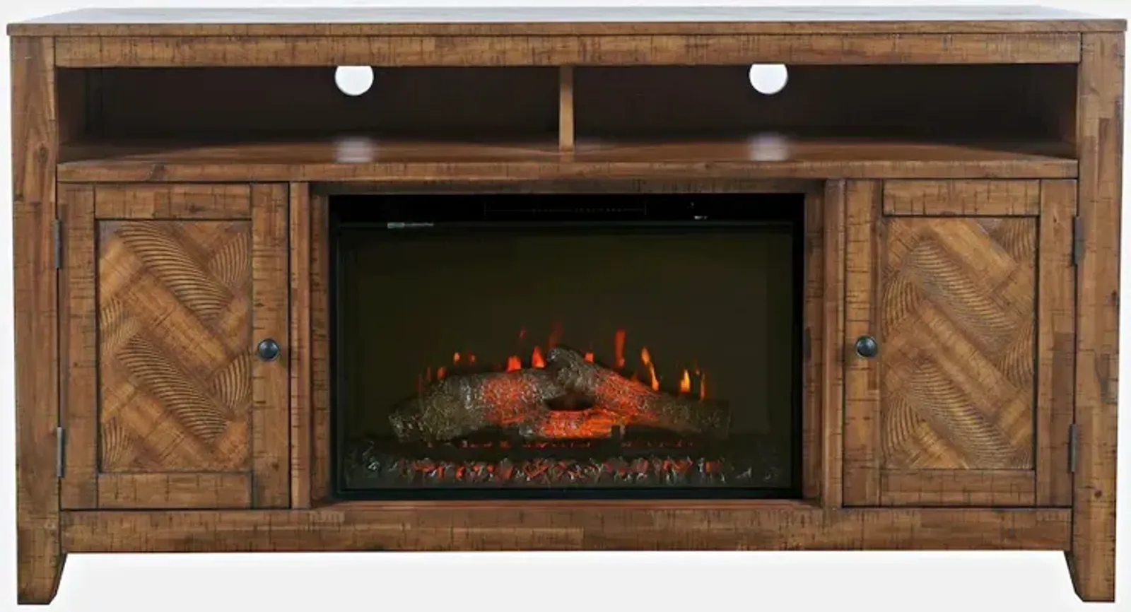 Jofran 60 Chevron Fireplace Storage Console TV Stand