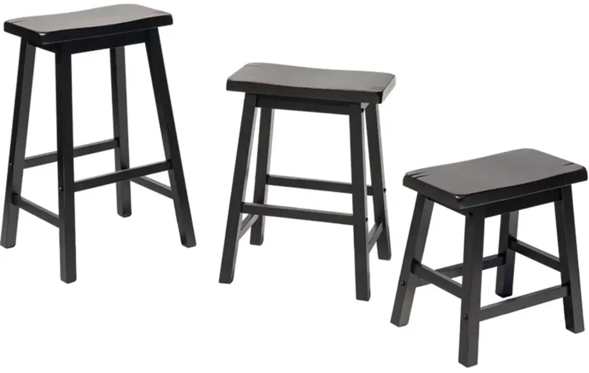 Legacy Decor Saddleback Seat Height Wood Bar Stool in Distressed Finish (Set of 2)