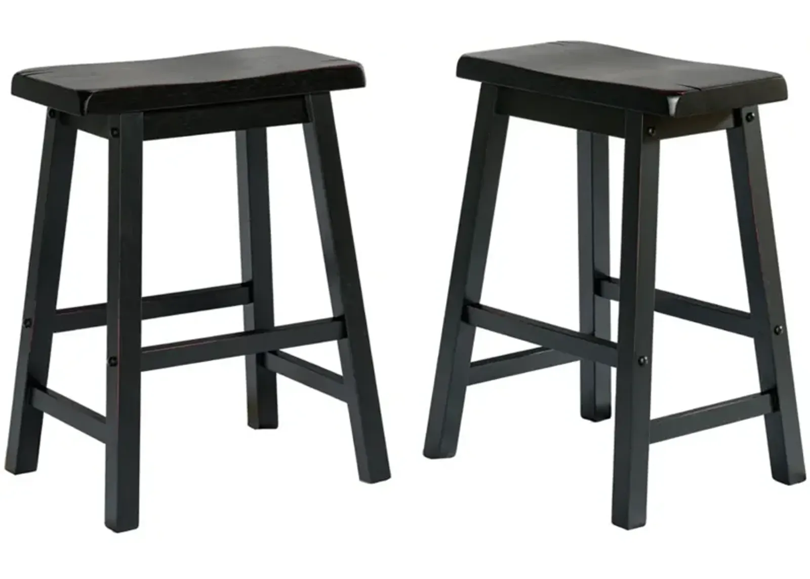 Legacy Decor Saddleback Seat Height Wood Bar Stool in Distressed Finish (Set of 2)