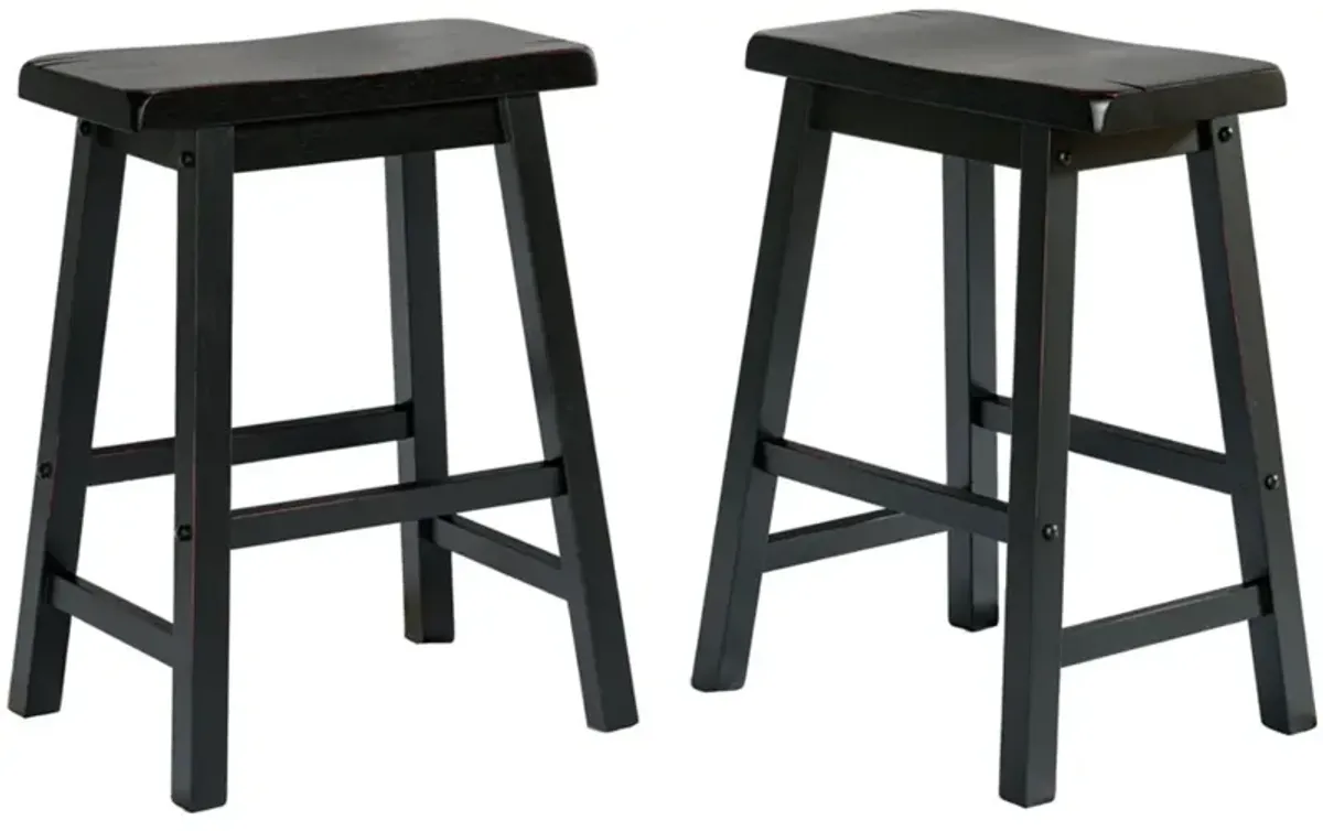 Legacy Decor Saddleback Seat Height Wood Bar Stool in Distressed Finish (Set of 2)