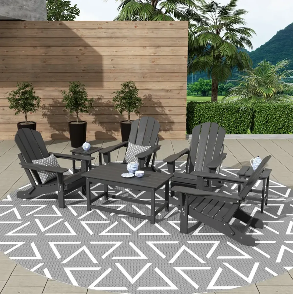 WestinTrends 7-Piece Outdoor Paio Adirondack Conversation Seating Set