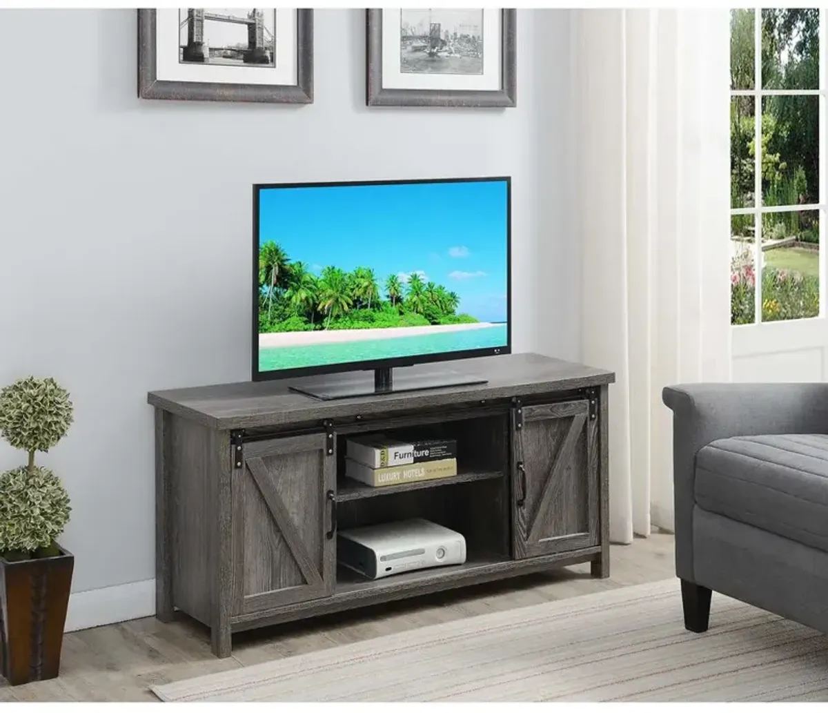 Convenience Concepts Blake Barn Door TV Stand