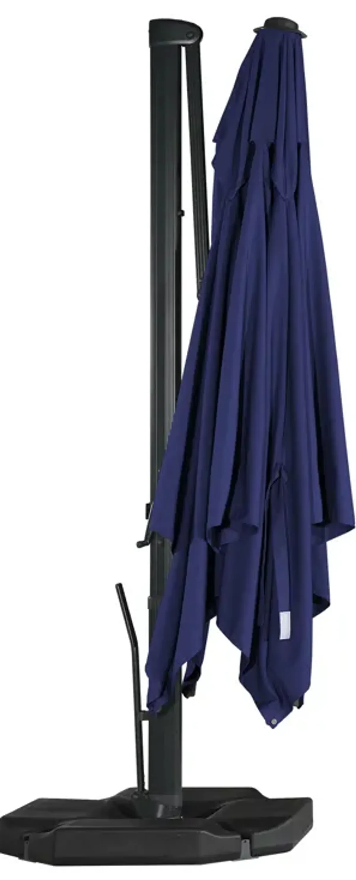 10x13 ft. 360 Rotation Cantilever Umbrella with BaseandLED Light in Navy Blue