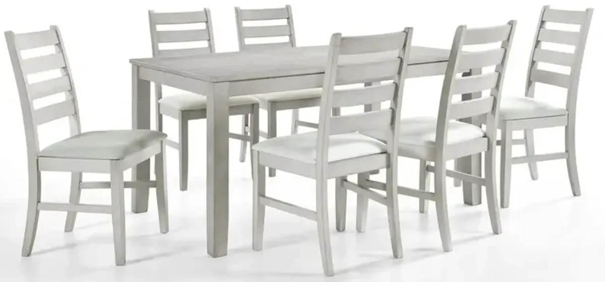 New Classic Furniture Pascal 59 Retangular Wood Dining Set with 6 Chairs in Driftwood