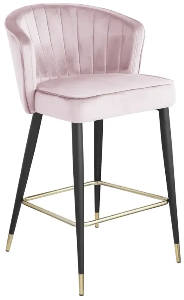 Velvet Counter Height Stool with Channel Tufting, 20" W x 21" D x 36.5" H