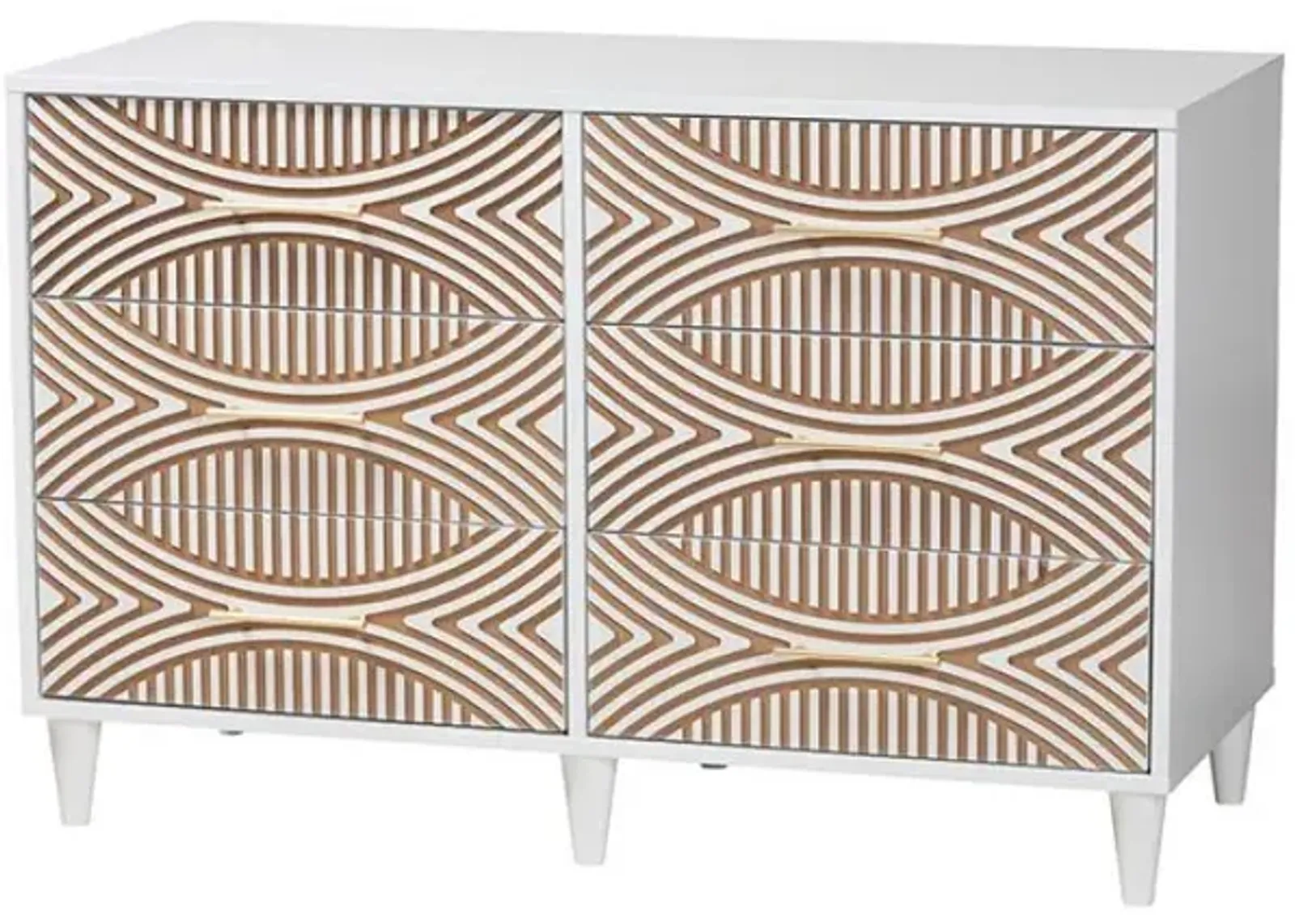 Louetta Coastal White Carved Contrasting 6-Drawer Dresser