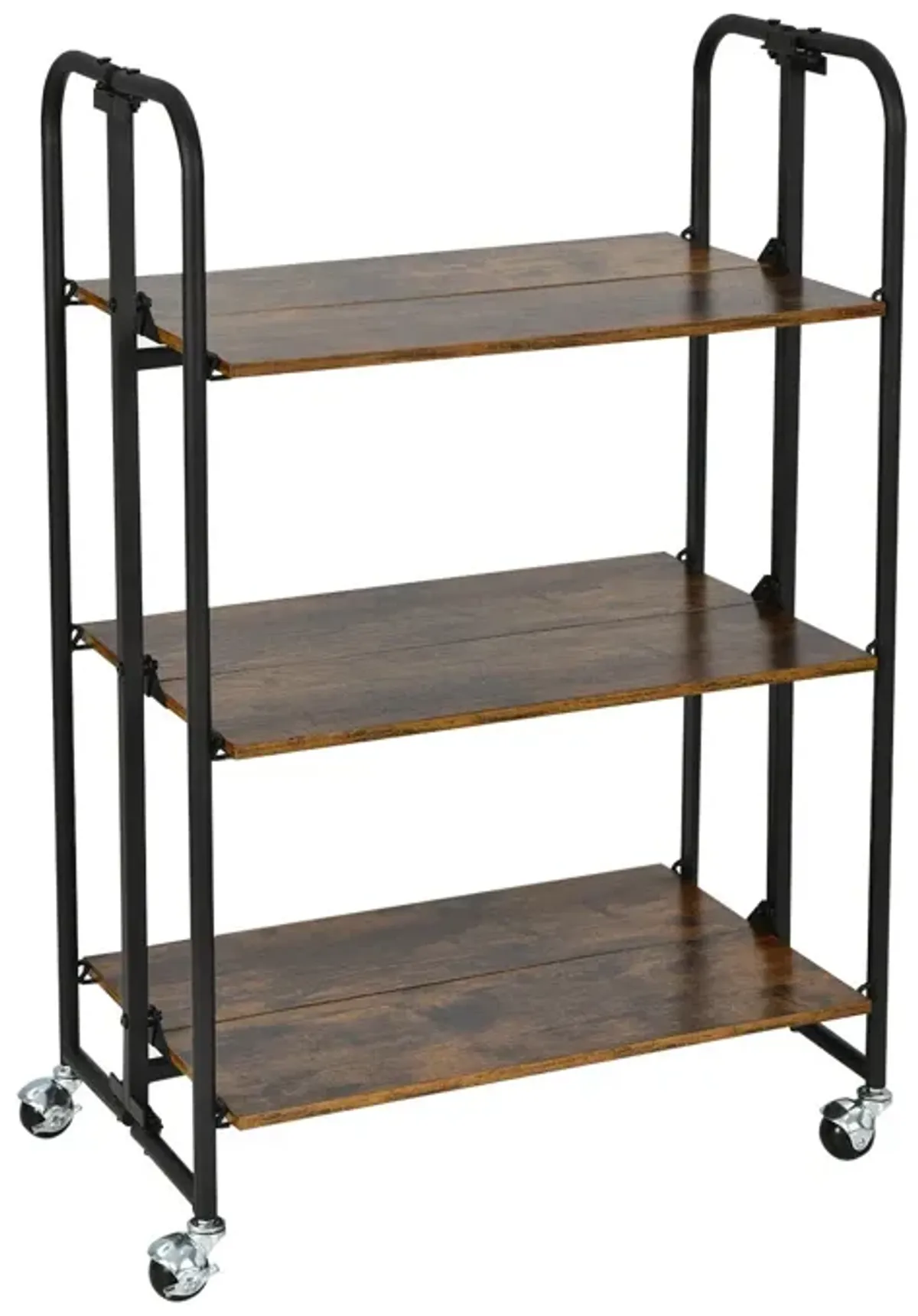 Foldable Rolling Cart with Storage Shelves for Kitchen